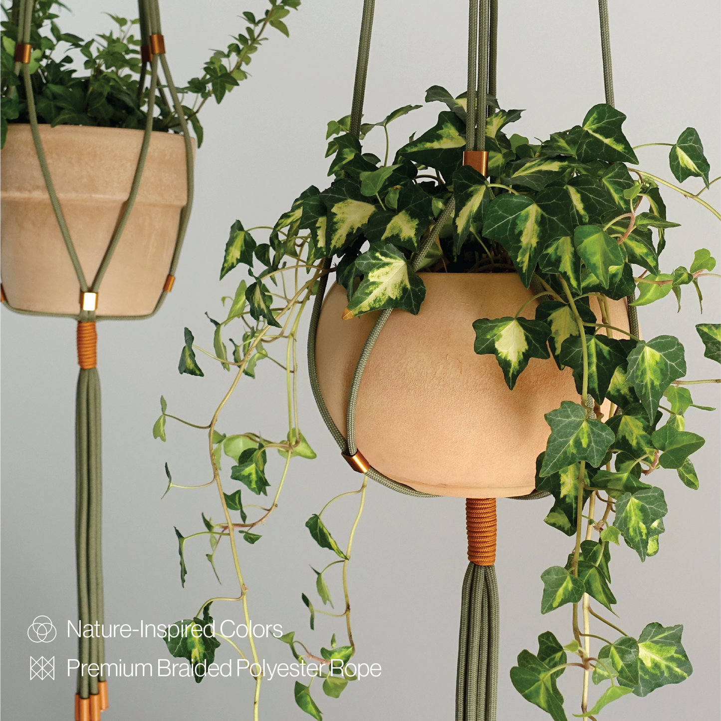 LET BE Macrame Kits for Beginners 3 Set of Plant Hangers DIY Kit(Forest Green*Burnt Orange)