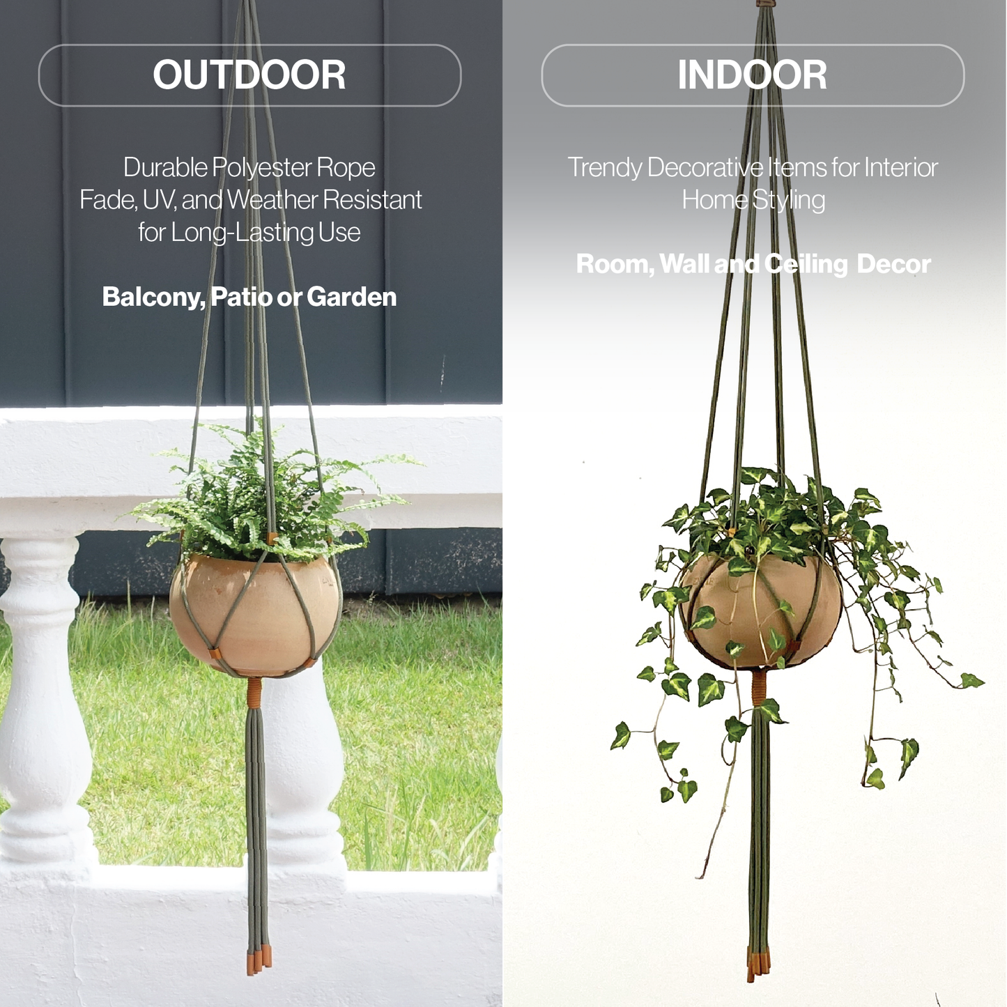 LET BE 2 Packs Macrame Plant Hanger Set of 2 with 4 Hooks (Forest Green & Burnt Orange)