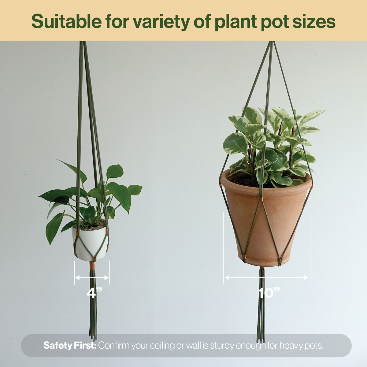 LET BE Macrame Plant Hanger set of 1 with Screw Hook(Forest Green* Burnt Orange)