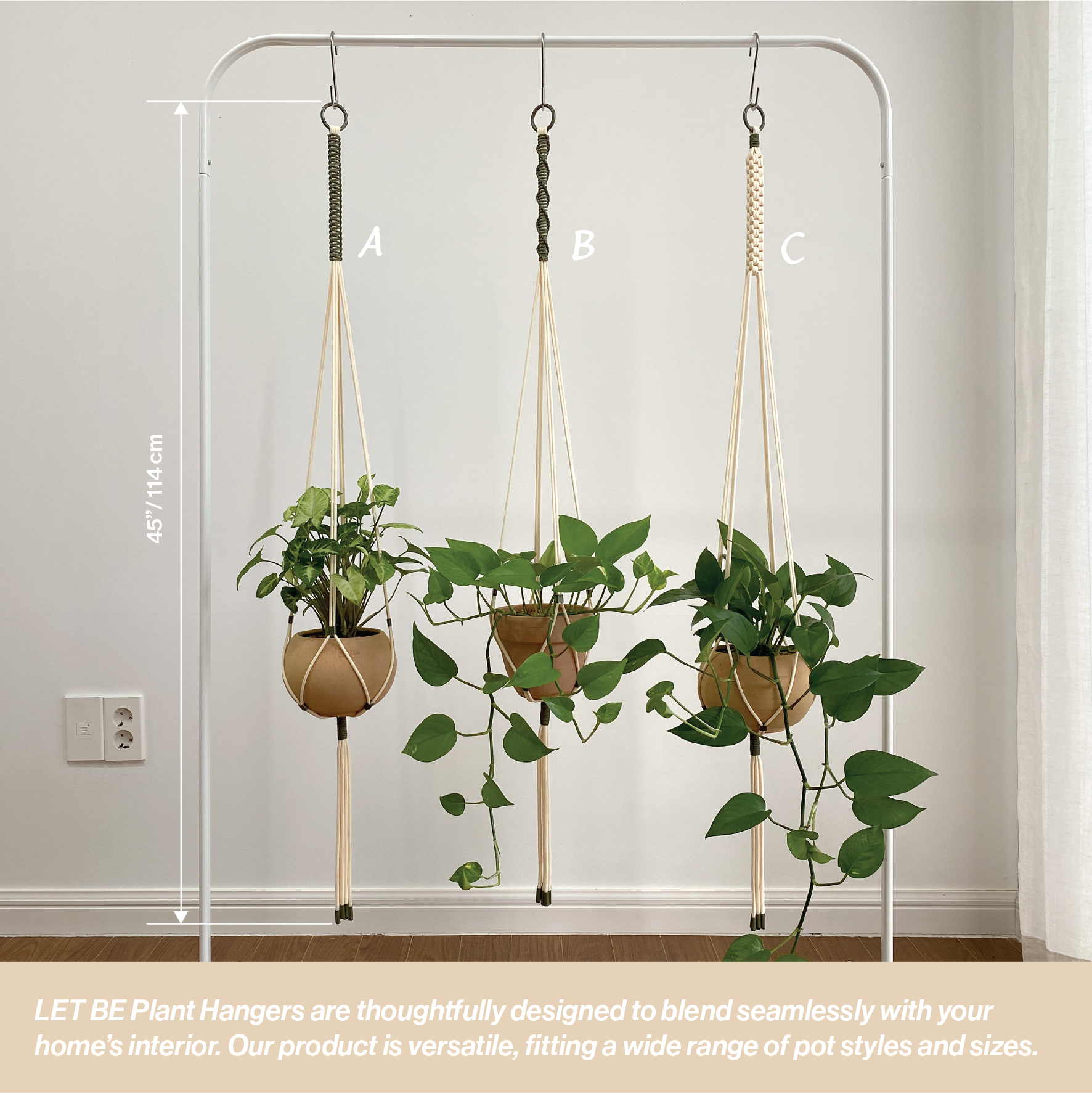 macrame hanging planter kit LET BE Macrame Kits for Beginners 3 Set of Plant Hangers DIY Kit(Ivory*Forest Green)
