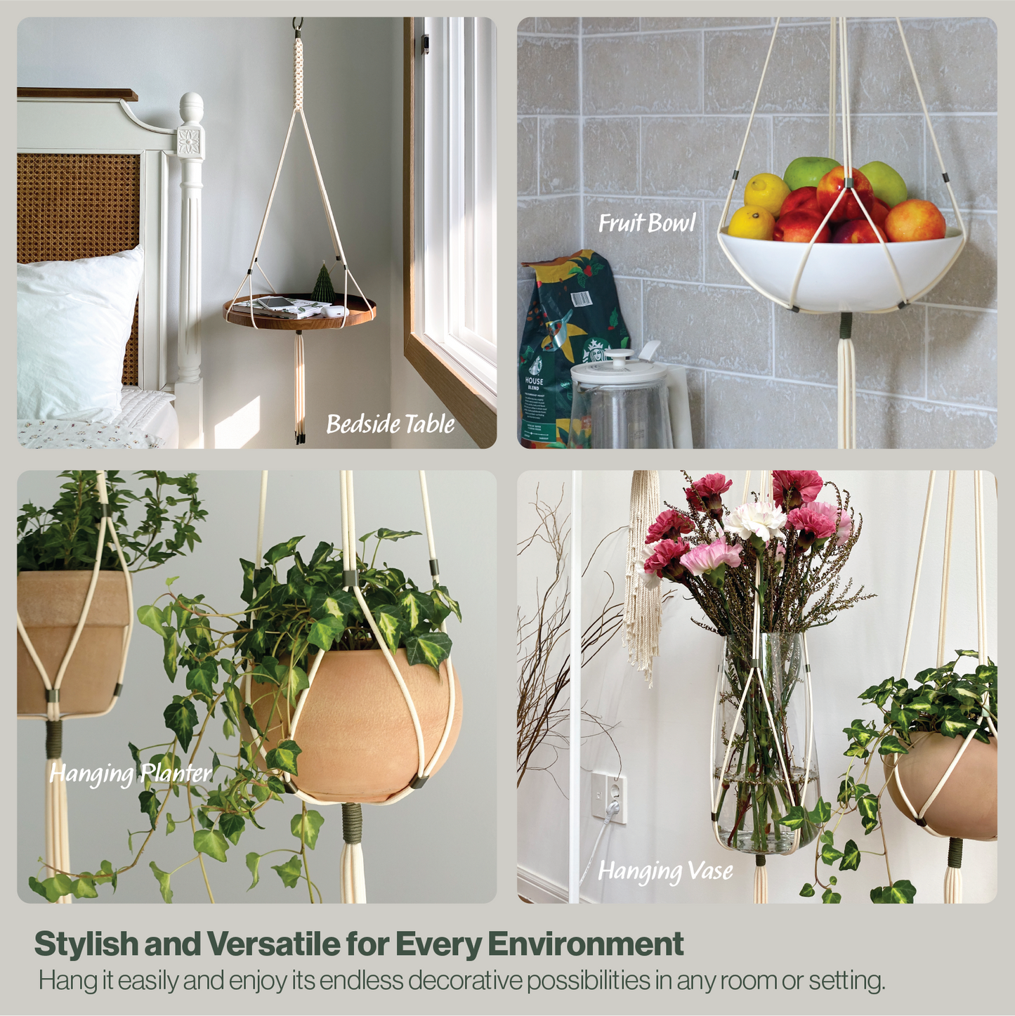 hanging plant kit LET BE Macrame Kits for Beginners 3 Set of Plant Hangers DIY Kit(Ivory – LETBE SHOP